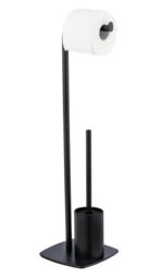 Ivy Bronx free-standing toilet set, Mod. Iria, black, with toilet roll holder and toilet brush