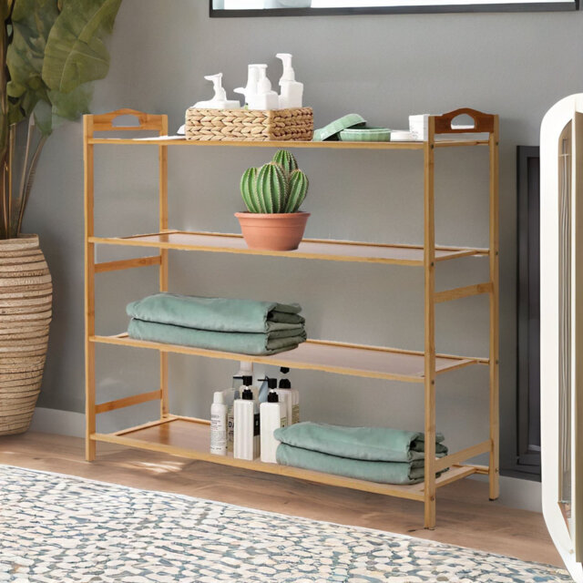 16 Pair Solid Wood Bamboo Shoe Rack Hallway Entryway Furniture Organiser