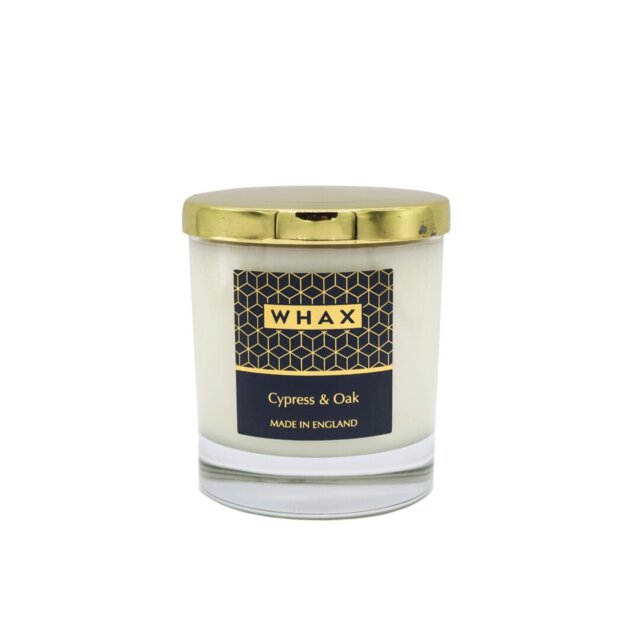 Cypress And Oak Scented Jar Candle with Glass Holder