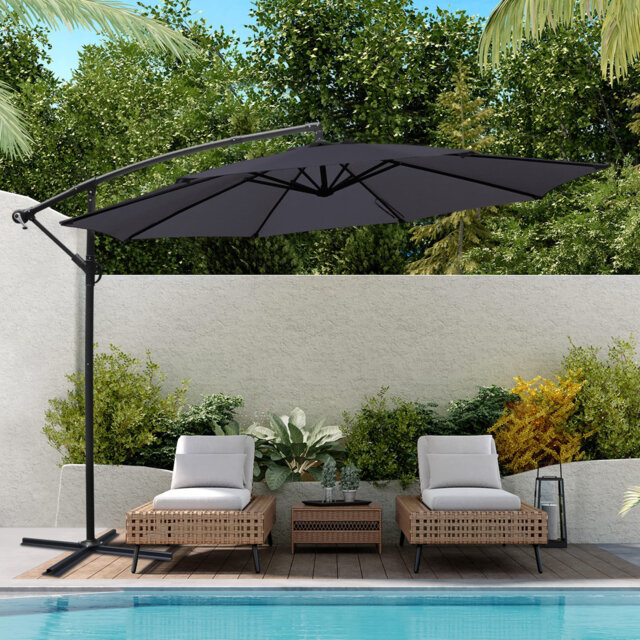 3M Garden Banana Parasol, Cantilever Sun Shade Canopy Patio, Outdoor Umbrella