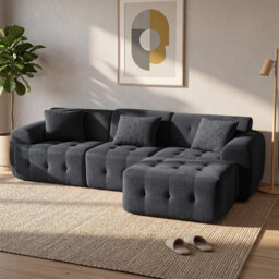 COMHOMA 245 Cm Modular L-Shaped Sectional Sofa, 3 Seater Corner Sofa With Chaise Lounge, Boneless Cloud Couch, Plush Corduroy Couch For Apartment & Li