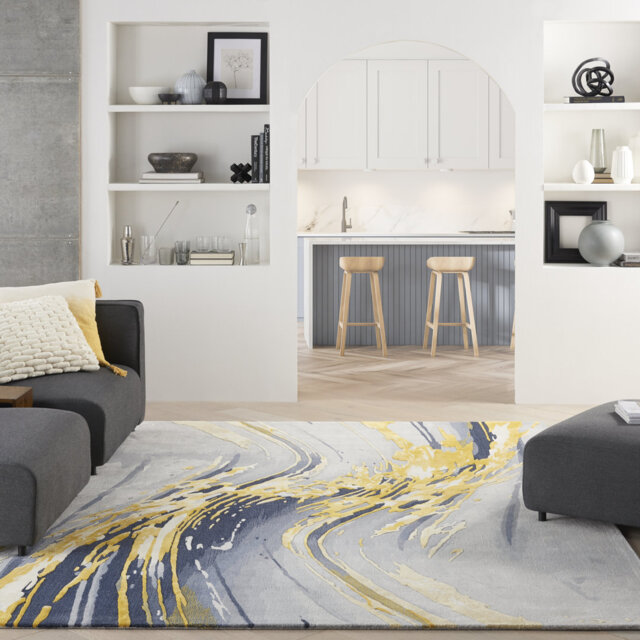 Chamarra Hand Tufted Wool Grey/Gold Rug