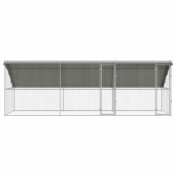 Dog Kennel With Storage Silver Galvanised Steel Outdoor Housing Shelter