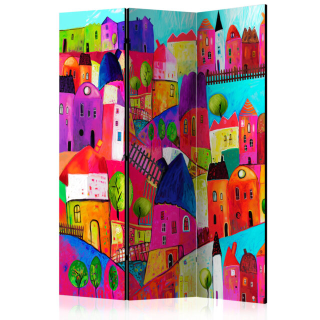 Room Divider - Rainbow-Hued Town [Room Dividers]