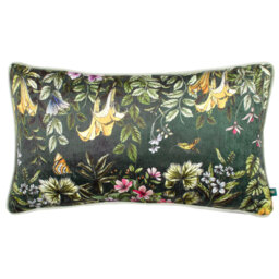 Leilani Cushion Cover Floral Green Rectangular Cushion Cover