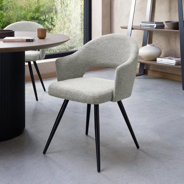 Alcanza STERLING UPHOLSTERED DINING CHAIR - FABRIC - BLACK SAND POWDER COATED LEGS (PAIR)