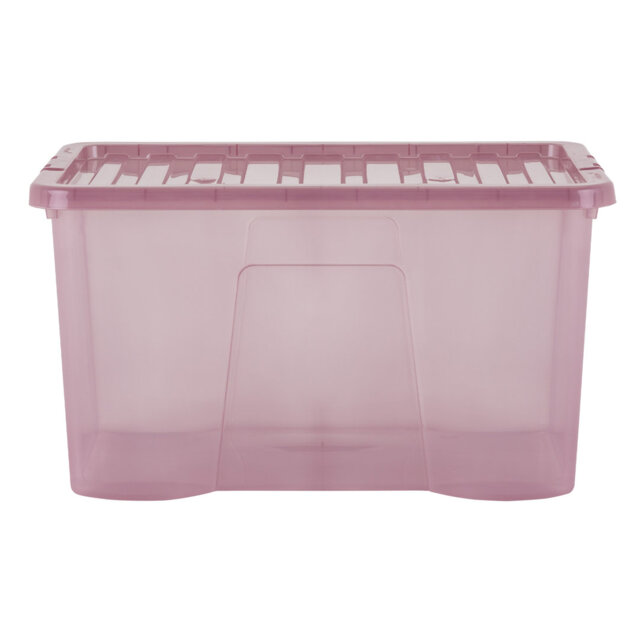 Wham Crystal 60L Plastic Storage Boxes Tint Dusky