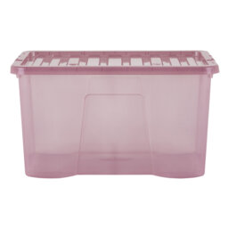 Wham Crystal 60L Plastic Storage Boxes Tint Dusky