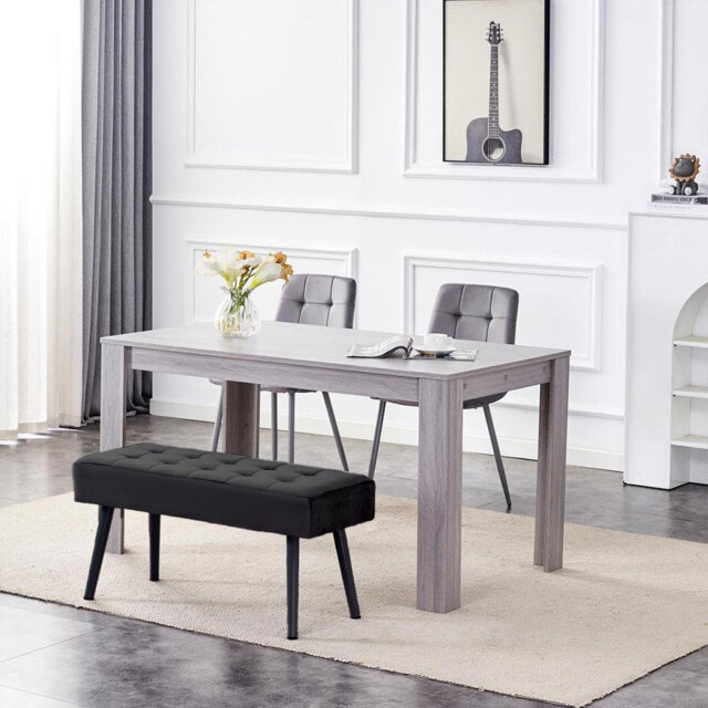 Rectangular Dining Table Set with Velvet Chairs & Vevet Benches