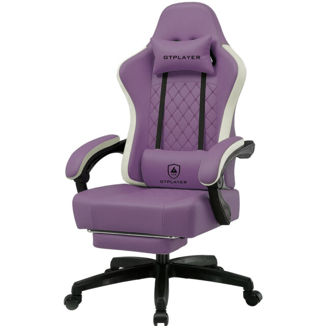 LUCKRACER GAMING CHAIR Adjustable Reclining Ergonomic Swiveling PC & Racing Game Chair with Footrest