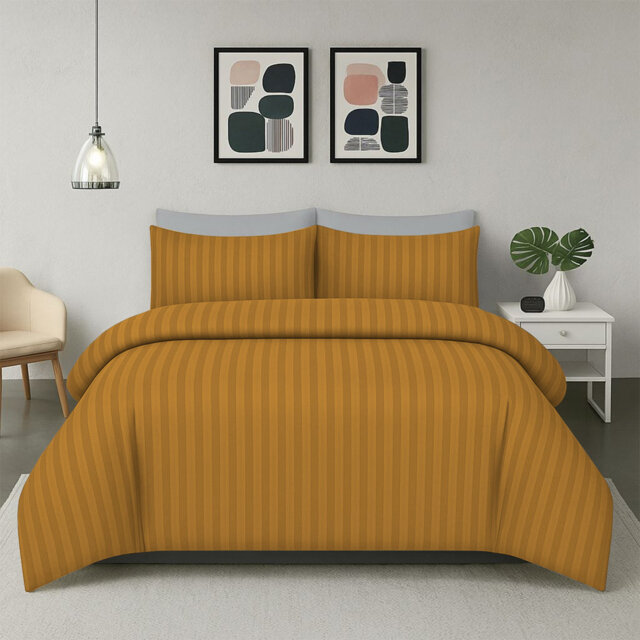 Haffa Microfiber Striped Duvet Cover Set with Pillowcases Included