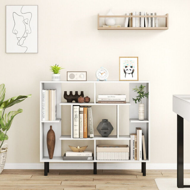 Open Bookshelf Modern Geometric Bookcase