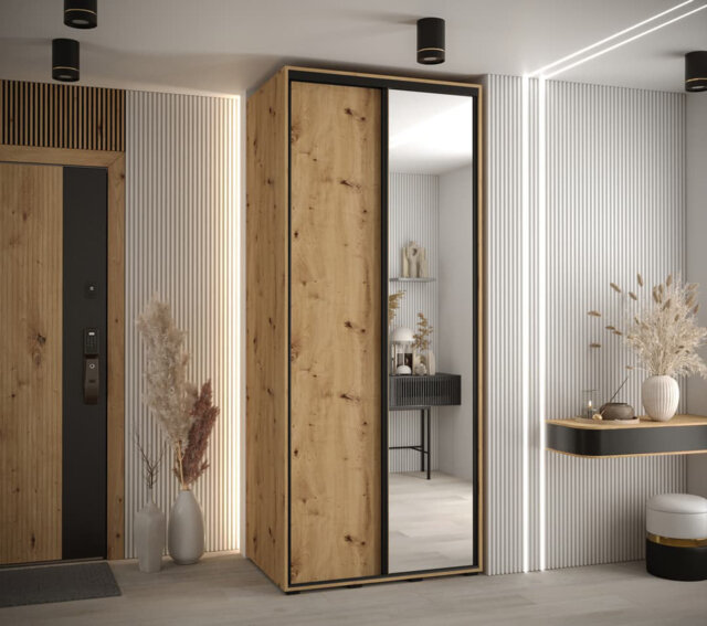 Azavian III Sliding Mirrored Door Wardrobe 120cm â Sleek and Compact Storage