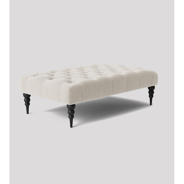 Alyana Rectangle Ottoman Bench with Wooden Legs- Naples Chesterfield Upholstered Footstool