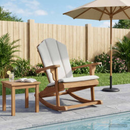 Garden Adirondack Rocking Chair Natural Solid Teak wood Outdoor Seating