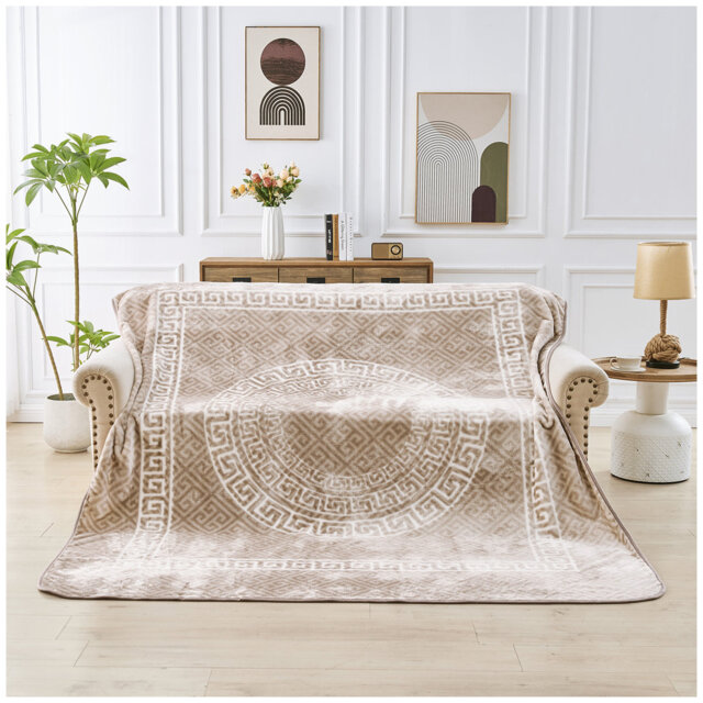 Greek Throw Blanket Warm Cosy Lightweight Decorative Premium Blanket for Sofa Couch Bed Living Room Bedroom Soft Plush All Season