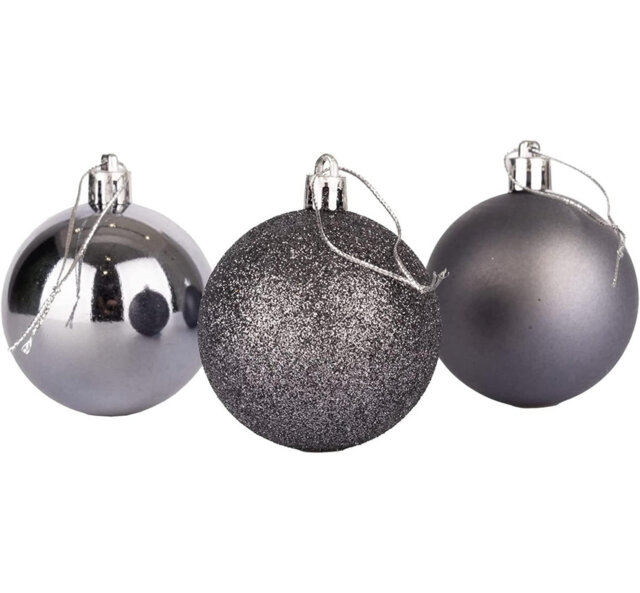 Christmas Baubles 3 Pack, Shatterproof Tree Decorations with Glitter, Matte and Shiny Finishes