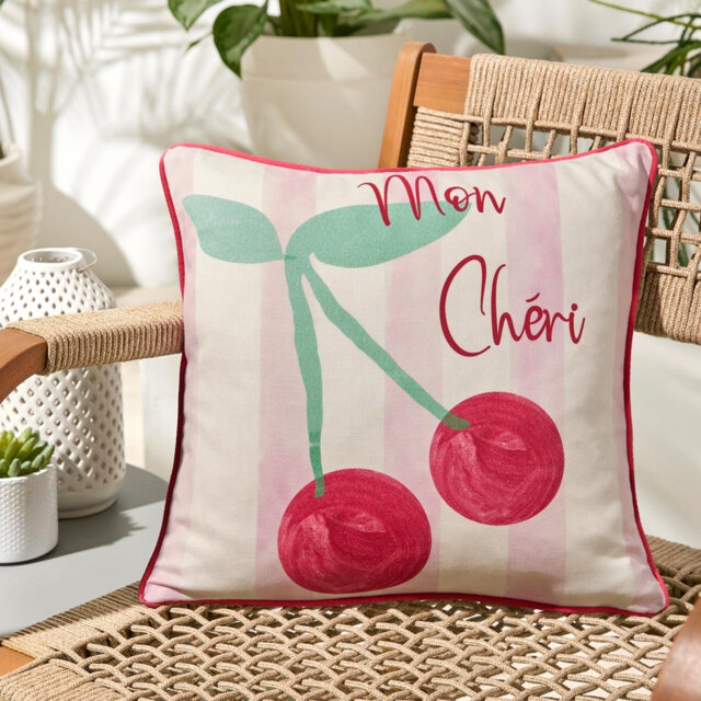 Cherry Pink Square Cushion