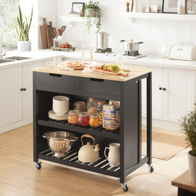 Mitul 98cm W Kitchen Island and with Locking Wheels by Wayfair