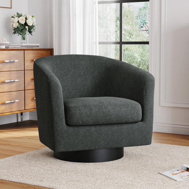 Upholstered Chenille Swivel Barrel Chair