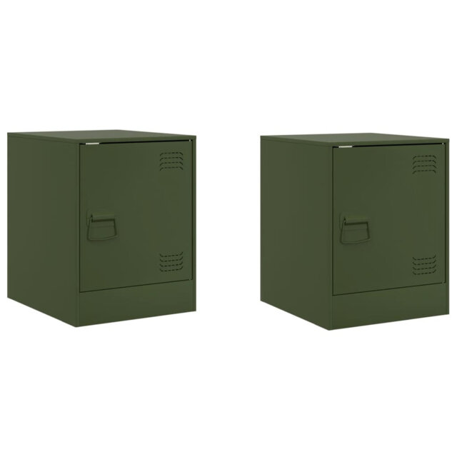 Vidaxl Bedside Cabinets 2Pcs Black 34.5X39x44 Cm Steel