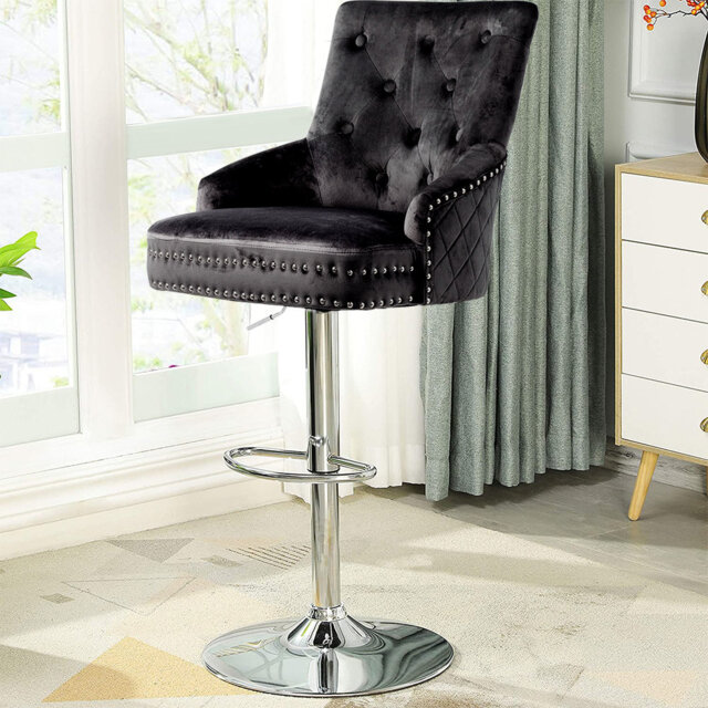 Rish Swivel Upholstered Adjustable Height Counter Stool with Metal Frame