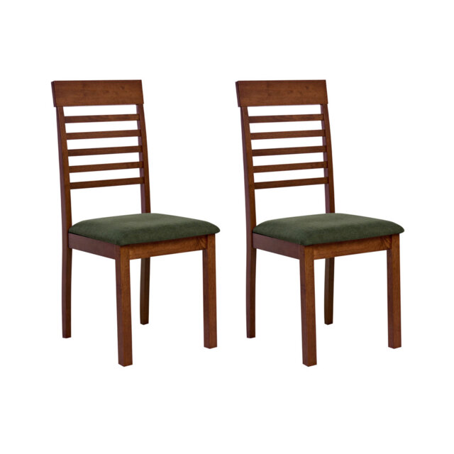 47cm H Fabric Upholstered Slat Back Side Chair in Brown, Green
