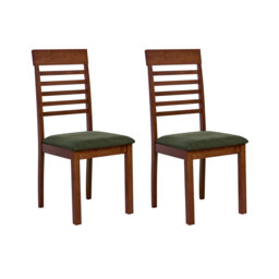47cm H Fabric Upholstered Slat Back Side Chair in Brown, Green