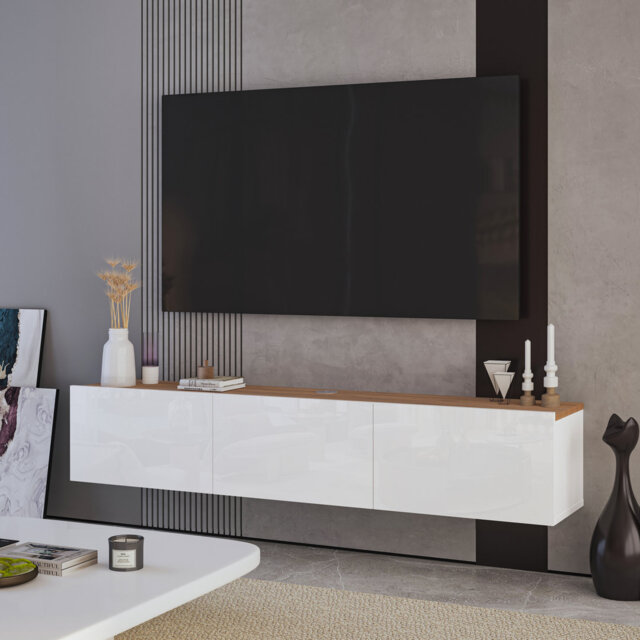 "Emma Floating Tv Stand Up To 80"" Tvs Modern Tv Table Wall Mount Console Media Storage Cabinet"