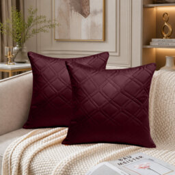Diamond Pattern Velvet Cushion Covers Set of 2 – Soft Textured Scatter Pillow Covers for Sofa, Bed & Living Room