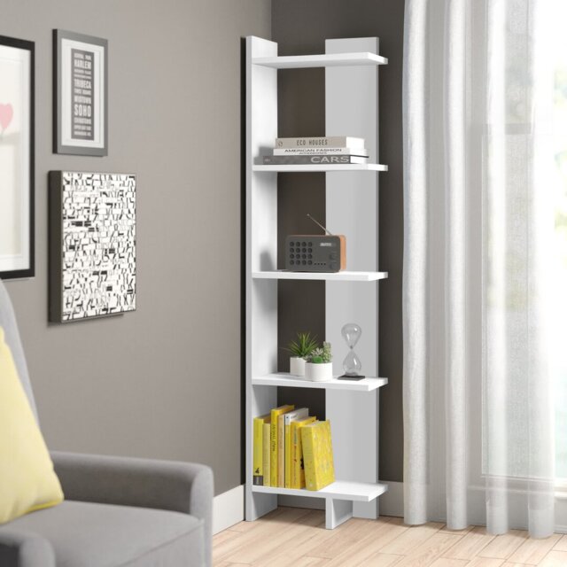 Alice 170cm H x 45cm W x 22.cm D Corner Bookcase Bookshelf Shelving Unit