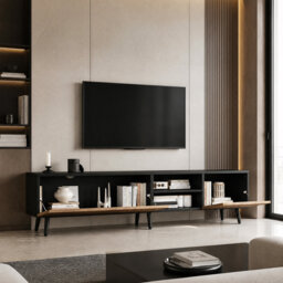 "Unfinished TV Stand for TVs up to 78"" with Fireplace Included"