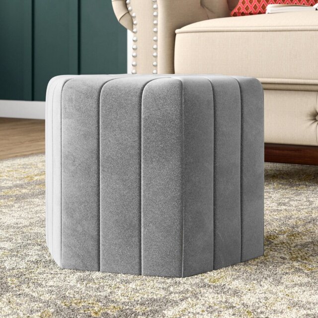 Sarina 40Cm Wide Velvet Footstool Ottoman