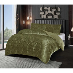 Damask Jacquard Duvet Cover 3 Piece Velvet Bedding Set With Matching Pillowcases