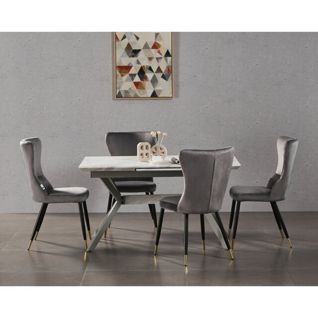 Hartshorne Velvet Dining Chairs - Ergonomic Curved Back with Metal Legs - Side Chair for Dining Room Kitchen Living Room