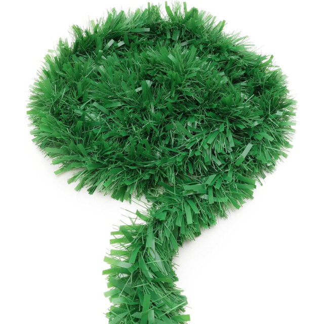 3M / 9.8Ft Chunky/Fine Christmas Tinsel - Christmas Decoration Tinsel (Matte Green)