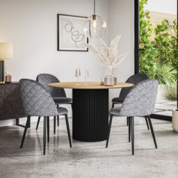 Arlo Black Table Top W Black Legs + Raye Velvet Dining Chair Black Set Of 6