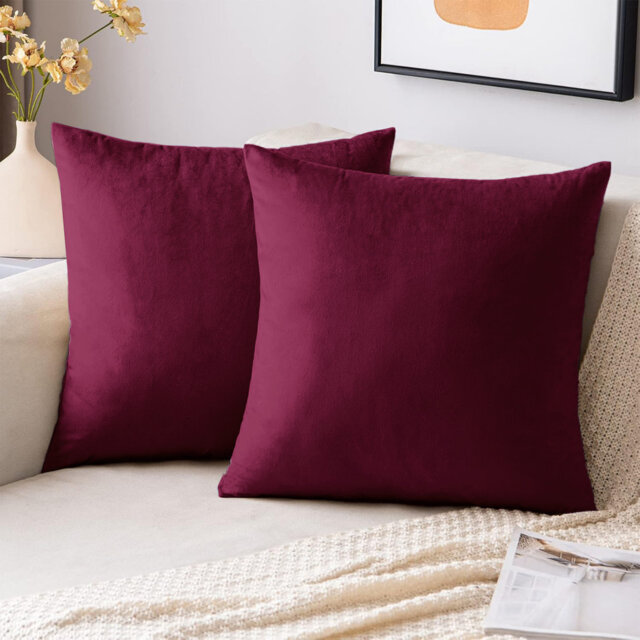 Velvet Scatter Cushion Covers - Soft Plush Decorative Covers Set of 2 for Sofa & Bed
