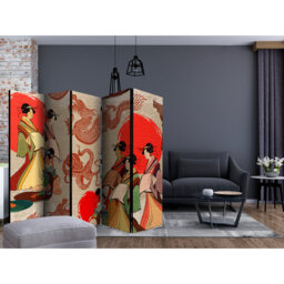 Graue 225 cm W x 172 cm H 5 - Panel Solid Wood Folding Room Divider