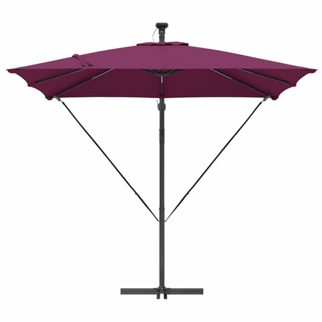 Umbrella with LED Strip Lights Polyester and Aluminium Outdoor Parasol