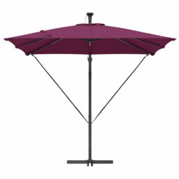 Umbrella with LED Strip Lights Polyester and Aluminium Outdoor Parasol
