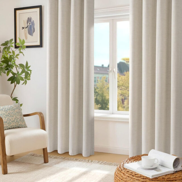 "Blackout Curtains 84 Inch Drop 2 Panels with Coating Back Layer, 50"" W x 84"" L, Cream"