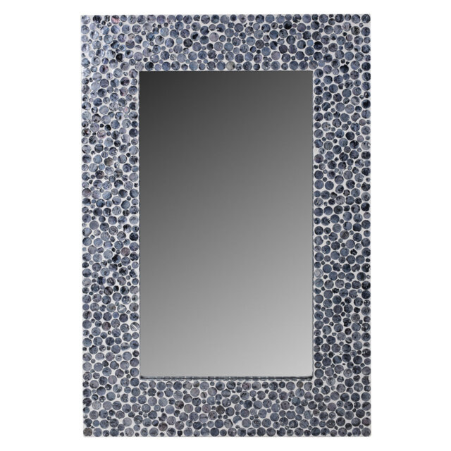 Lisava Wood Framed Wall Mounted Overmantle Mirror in Blue