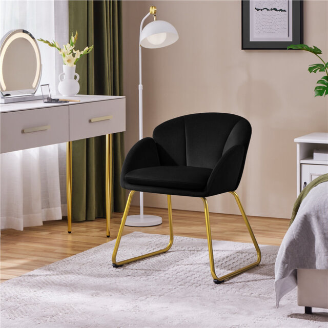 Flower Shape Tub Chair with Golden Metal Legs