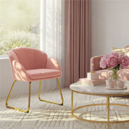 Flower Shape Tub Chair with Golden Metal Legs