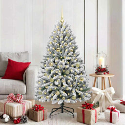 Artificial Christmas Tree Green and White PVC and Metal