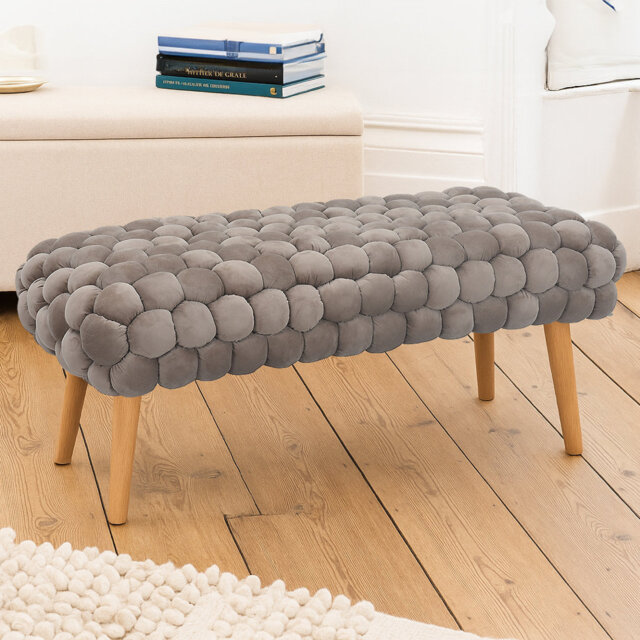 Aciel 97cm Wide Velvet Tufted Rectangle Geometric Shapes Footstool Ottoman