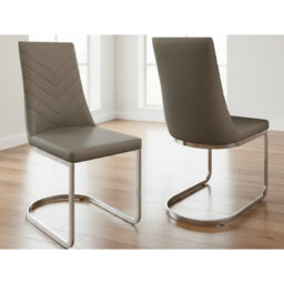 48cm H Leather Upholstered Cantilever Chair in Grey