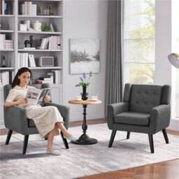 Upholstered Armchair with Solid Wood Legs
