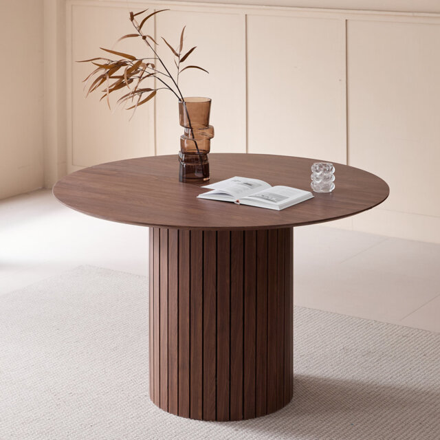 Modern Minimalist Dining Table - Round Table - Dark Wood - For 4-6 People - 120 X 76 Cm (W X H)